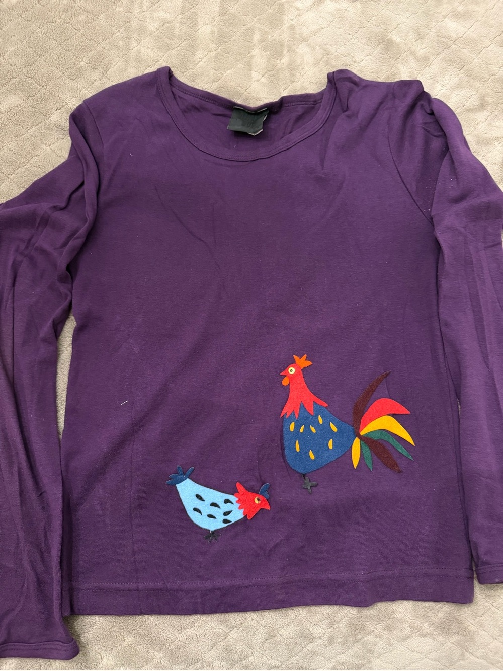 1990s Anna Sui Vintage NYC ANTIQUE BOUTIQUE Size Med Purple With Felt Appliqué